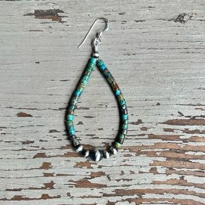 REPLACEMENT Kingman Heishi Turquoise Loop Earrings